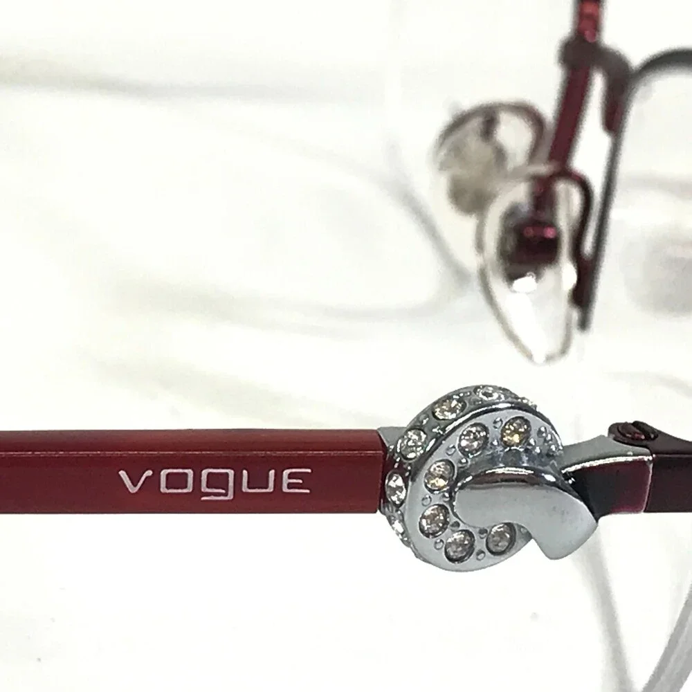 Vogue Eyeglasses Frames VO3944-B 717-S Burgundy Red Silver Crystals 54-18-135